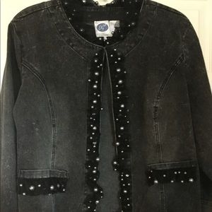 Diane Gilman Black Bohemian Holiday Denim Jacket